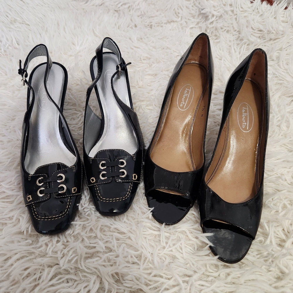 Lot of 2 Talbots Black Patent Leather Heels – Size 7 1/2 N – New with Tags​